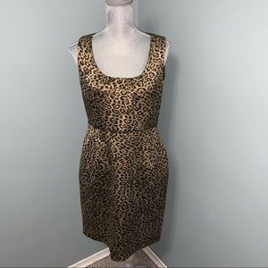 TAHARI Addie Leopard Print Sheath cocktail Dress size 8 wedding guest
